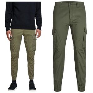 Jack & Jones Paul Flake Low Rise Slim Tapered Leg Elasticized Hem Cargo Jeans